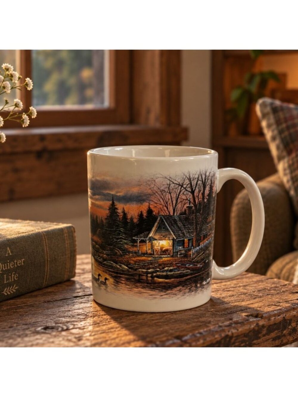 Terry Redlin Quiet of the Evening Cabin Scene Ceramic Mug The Hadley Collection